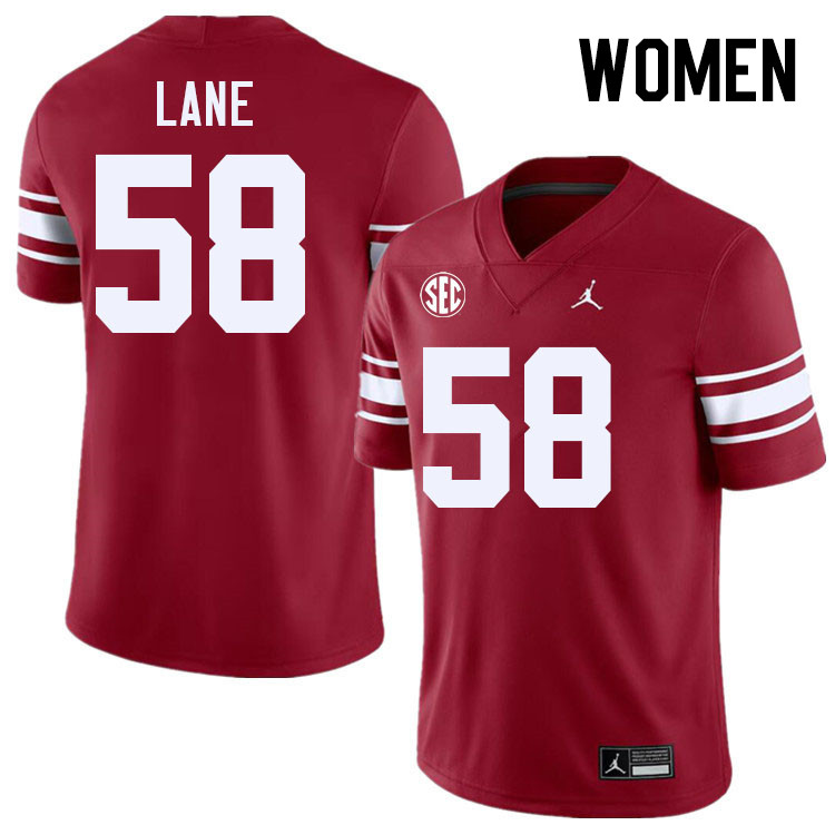 Women #58 Ethan Lane Oklahoma Sooners 2024 SEC Conference College Football Jerseys-Throwback